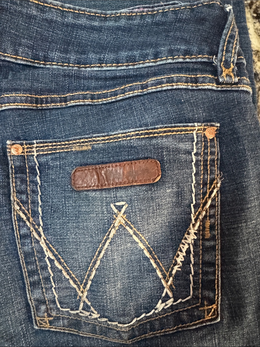 Wrangler Women's Dark Blue Denim Bootcut Jeans with Embroidered Pocket